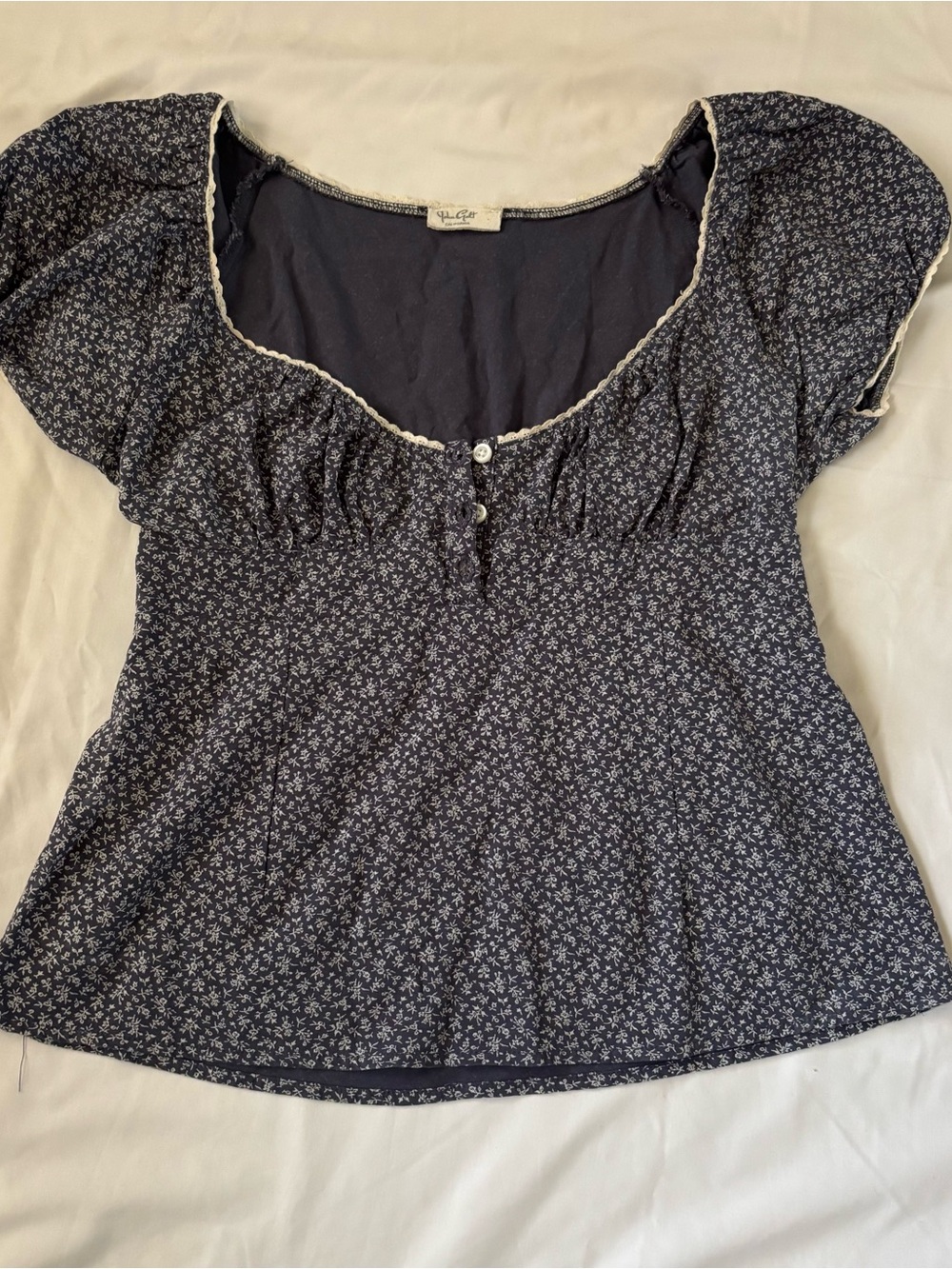Brandy Melville / John Galt Blair Short Sleeve Floral Top Babydoll Empire Waist